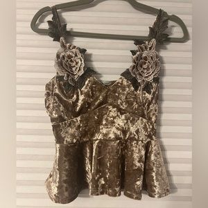 Crushed velvet peplum crop top size Medium